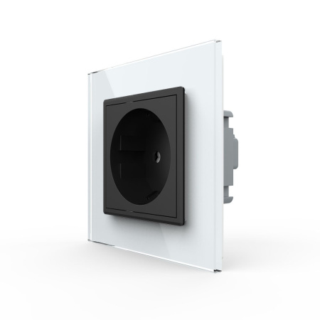 Розетка Livolo 1 пост Черная с белой рамкой VL-C7C1EU-12/11