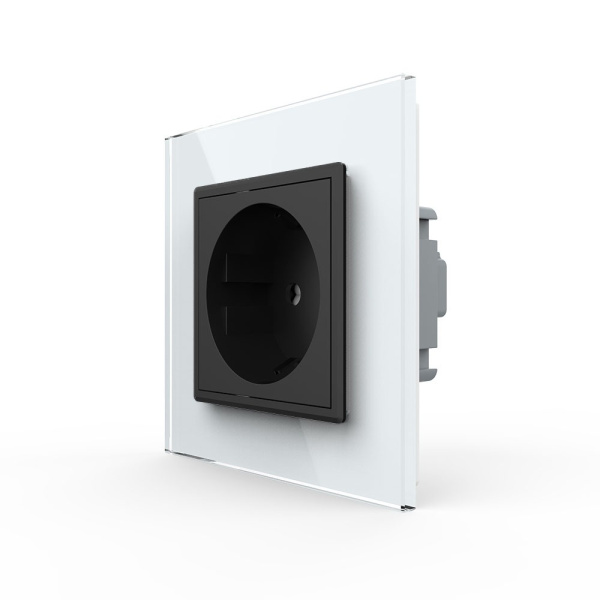 Розетка Livolo 1 пост Черная с белой рамкой VL-C7C1EU-12/11