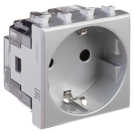 Розетка модульная, 2P+E, с з/ш, "Avanti", "Закаленная сталь", 2 модуля DKC