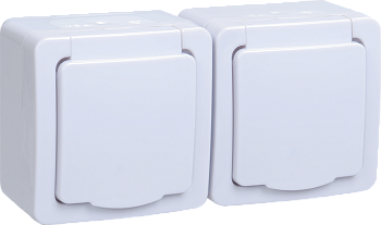 Розетка 2-местная для ОУ РСб22-3-ГПБб с з/з IP54 ГЕРМЕС PLUS (цвет крышки:белый) IEK