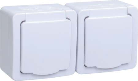 Розетка 2-местная для ОУ РСб22-3-ГПБб с з/з IP54 ГЕРМЕС PLUS (цвет крышки:белый) IEK