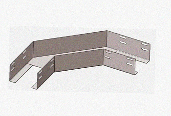 Лоток угловой перфорированный КГ 150х50-135 УТ1,5 поворот на 135, оцинкованный лист S1,0