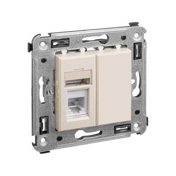 Телефонная розетка RJ-12 в стену одинарная, "Avanti", "Ванильная дымка" DKC