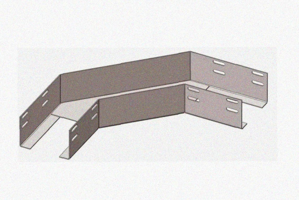 Лоток угловой глухой КГГ 100х50-90 У3 поворот на 90, окрашенный, S1,5