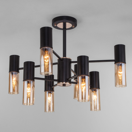 Потолочная люстра в стиле лофт 8*E14 40Вт золотой, черный IP20 Tesoro (70125/8 черный) Eurosvet