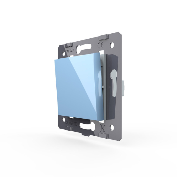 Одноклавишный механический выключатель, цвет синий (механизм) Livolo