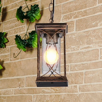 Подвесной уличный светильник 1*E27 черное золото IP33 Spica H (a048173) Elektrostandard