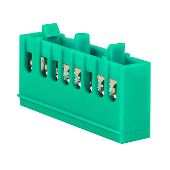 Шина "0" PE (6х9мм) 8 отверстий латунь зеленый изолированный корпус на DIN-рейку PROxima EKF