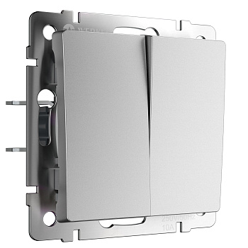 Встраиваемые механизмы Выключатель двухклавишный (серебряный матовый) IP20 Werkel