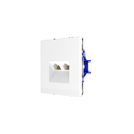 Розетка компьютерная встраиваемая Voltum S70 двойная RJ45+RJ45 КАТ.6, (белый глянцевый)