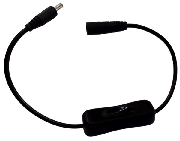 Выключатель для светодиодной ленты чёрный с гнездовым штекерным кабелем питания