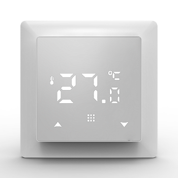 Donel Термостат электронный с датчиком пола, 16 A, 55*55 мм., белое стекло, серия DTEF