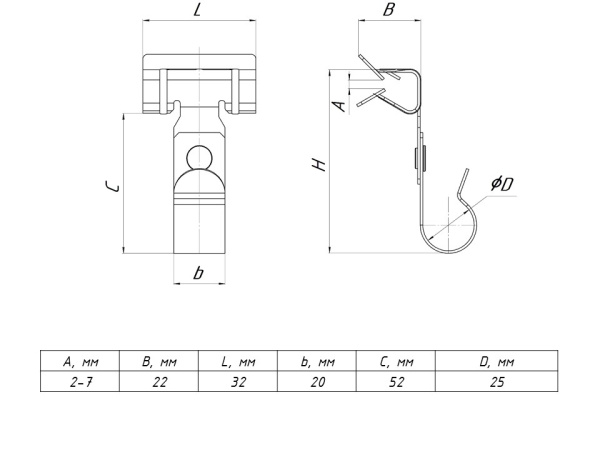 Зажим балочный 3-8 мм под трубу 25 мм EKF