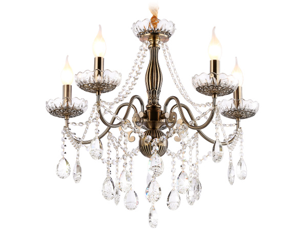 Подвесная люстра с хрусталем TR4949/5 SB/CL бронза/прозрачный E14/5 max 40W D620*585 Ambrella Light