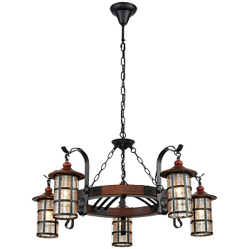 Люстра подвесная Дуб, Черный/Прозрачный E27 5*40Вт 560-703-05 VELANTE