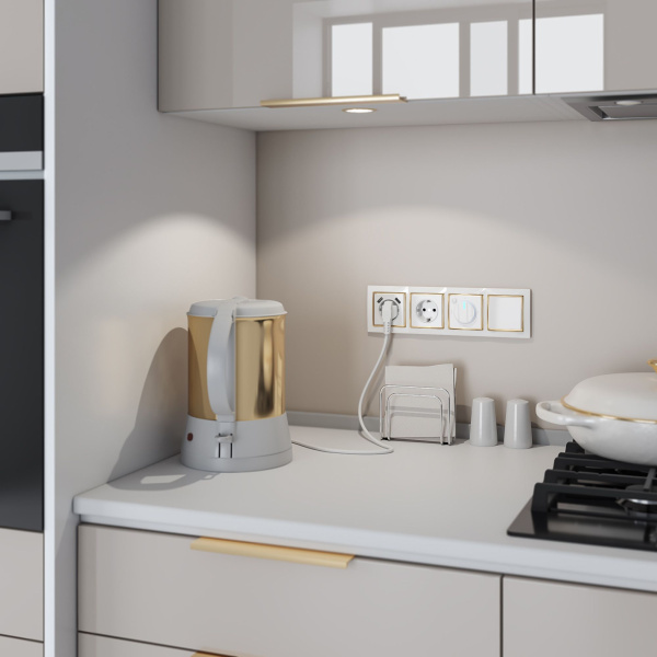 Snabb Рамка на 4 поста (белый/золото) Werkel