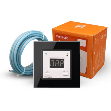 Терморегулятор Welrok AZ Wi-Fi для рамки LIVOLO с электронным управлением, датчик пола 3 м, цвет белый с черной рамкой