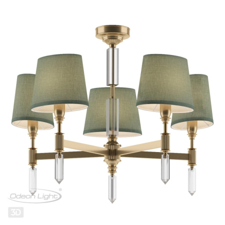Люстра E14 5*40W LONDON бронзовый/зеленый/абажур ткань ODEON LIGHT