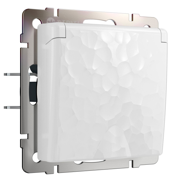 Розетка влагозащ. с зазем. с защит. крышкой и шторками (белый) Hammer СУ IP44 Werkel