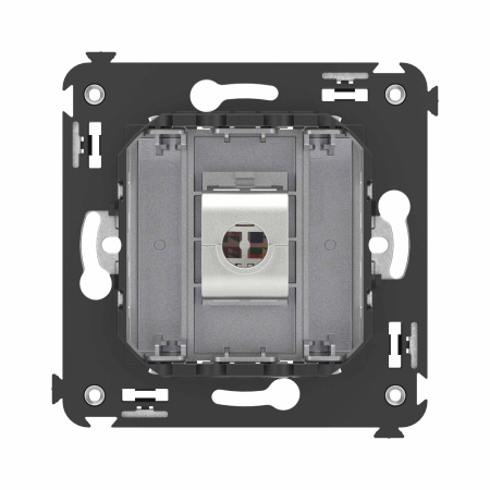 Компьютерная розетка RJ-45 без шторки в стену, кат.6 одинарная экранированная, "Avanti", "Закаленная сталь" DKC