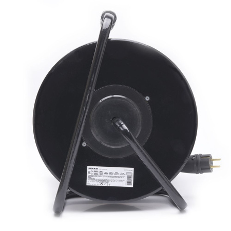 Удлинитель на металлической катушке с/з Stekker, PRF01-41-50, 50м, 4 гнезда с/з 3*2,5, серия Professional (УХз-16), черный