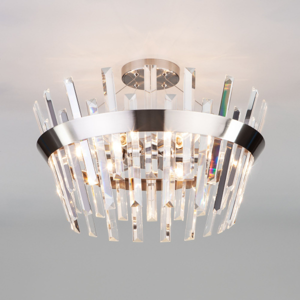 Потолочная люстра с хрусталем 5*E14 60Вт никель IP20 (10111/5 сатин-никель) Eurosvet