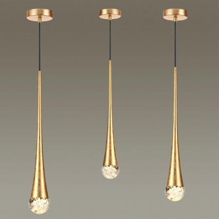 Подвесной св-к IP20 GU10 LED max 6W GOTA прозрачн/золот фольг-ние ODEON LIGHT