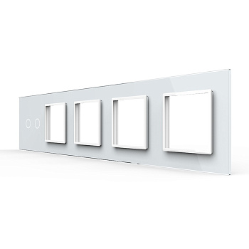 Панель для сенсорного выключателя и 4-х розеток, 2 клавиши, цвет белый, стекло Livolo