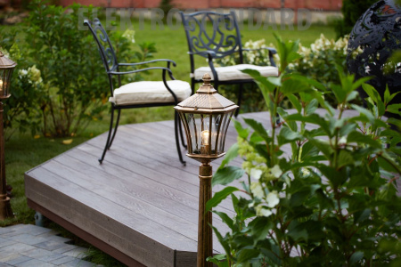 Уличный светильник на столбе 1*E27 черное золото IP44 Virgo F (a031929) Elektrostandard