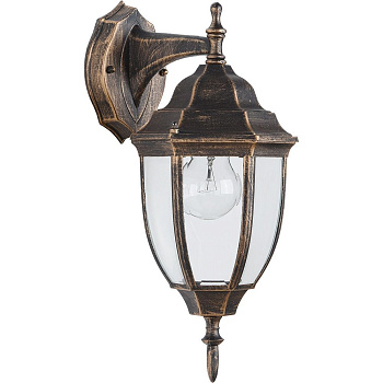 Светильник садово-парковый Feron PL6002 шестигранный на стену вниз 60W E27 230V, черное золото