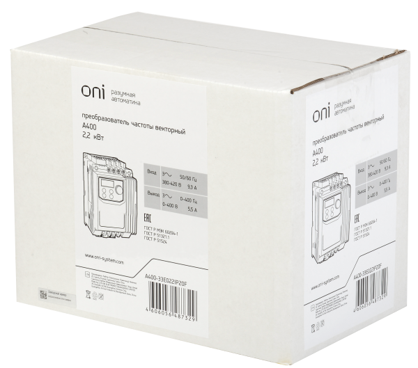Преобразователь частоты A400 380В 3Ф 2,2кВт 5,5А серии ONI