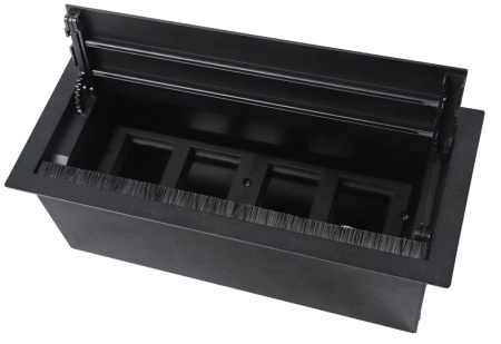 Donel Настольный встраиваемый розеточный блок с откидной крышкой 8 мод. (4 мод. 45х45), черный