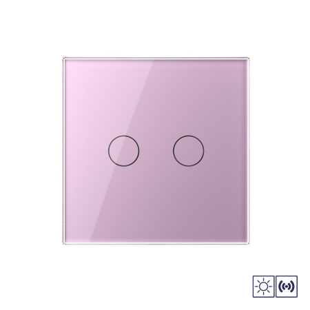 Сенсорный импульсный выключатель сухой контакт 2 клавиши 1 модуль Розовый Livolo