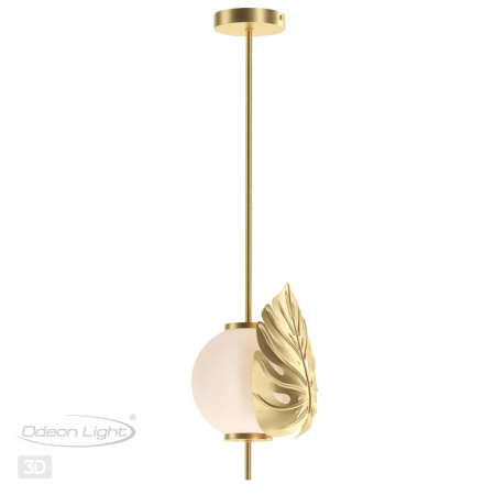 Подвес E14 1*40W JUNGLE золотистый/белый/стекло ODEON LIGHT