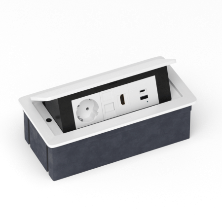 Donel Настольный встраиваемый выдвижной розеточный блок 6 мод. (3 мод. 45х45), белый