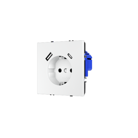 Розетка встраиваемая Voltum S70 с заземлением и защитными шторками, 16А, с USB, A+C, (белый матовый)