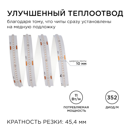193ОО Общее освещение светодиодной лентой 5м, 24В, 11Вт/м, COB, 352д/м, IP20, син APEYRON