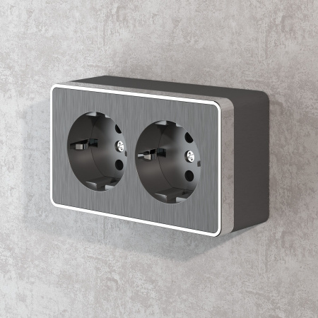 Розетка двойная с заземлением (графит рифленый) Gallant ОУ IP20 Werkel