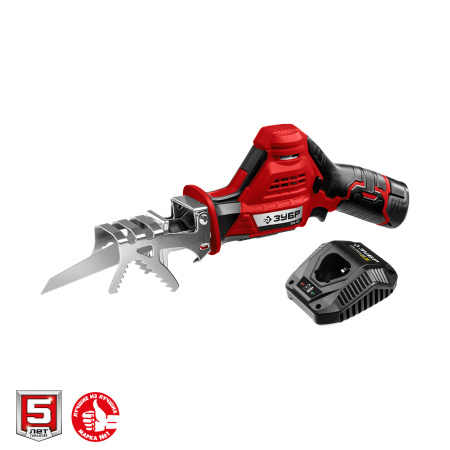 12В, 1 АКБ (2Ач), в коробке, пила сабельная. СПЛ-125-21 ЗУБР