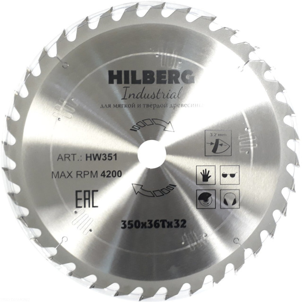 Диск пильный Industrial Дерево 350*32*36Т HW351 Hilberg