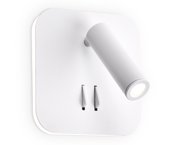 Настенный светодиодный светильник с выключателем FW254 SWH белый песок LED 4200K+3000K 7W+1W 140*140*110 Ambrella Light