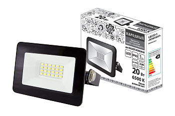 Прожектор светодиодный СДО20-3 "КОМПАКТ" 20 Вт, 6500 К, черный, Народный TDM