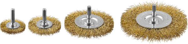 Профессионал. Набор щеток дисковых для дрели, витая стальная латунированная проволока 0,3мм, 4 шт ЗУБР
