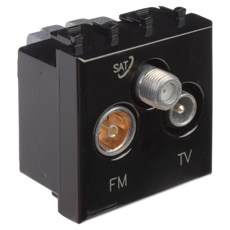 Розетка TV-FM-SAT модульная, "Avanti", "Черный квадрат", 2 модуля DKC