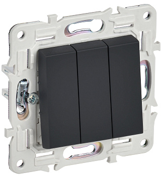 SKANDY Выключатель 3-клавишный 10А SK-V11G графит IEK