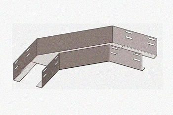 Лоток угловой глухой КГГ 400х65-135 УТ1,5 поворот на 135, оцинкованный лист S1,5