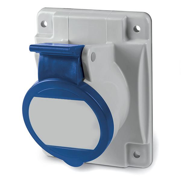 Розетка панельная с наклоном IP44 16А 2P+E 230В. Пружинный зажим. DKC