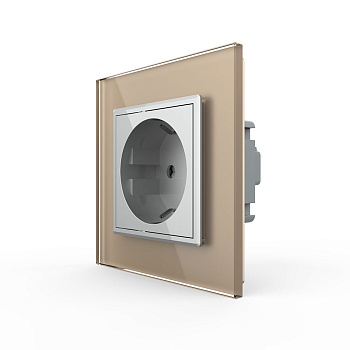 Розетка Livolo 1 пост Серая с золотой рамкой VL-C7C1EU-15/13