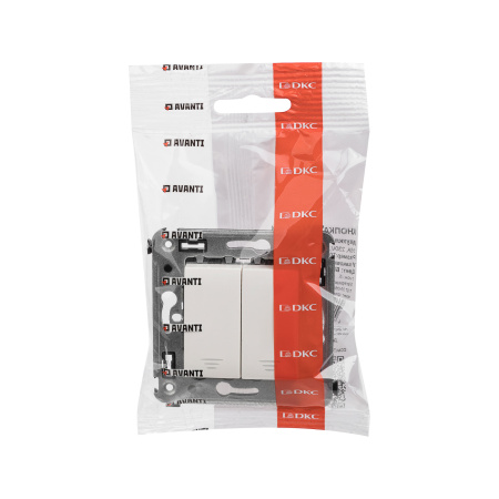 Кнопка двухклавишная в стену, "Avanti", "Белое облако" DKC