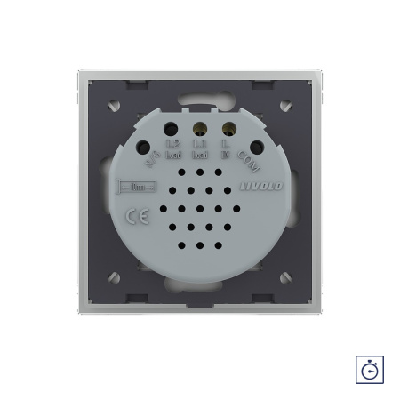 Сенсорный выключатель с таймером 1 клавиша 1 модуль Серый Livolo